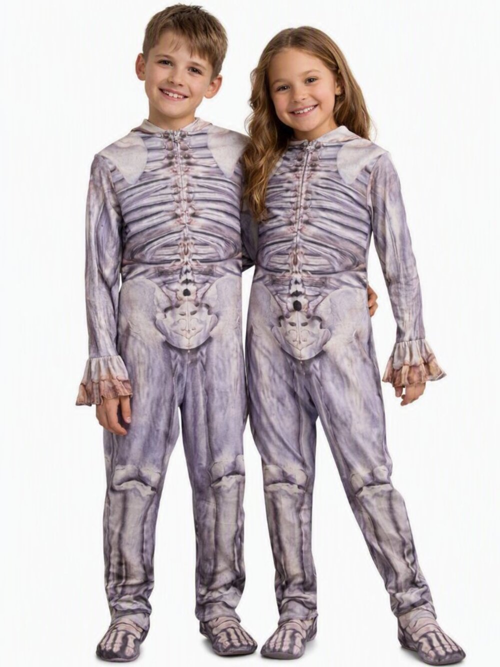 Kids Skeleton Costume Gender Neutral Purple White Size 8 Halloween